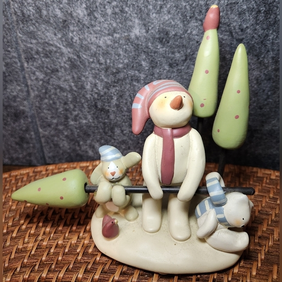 Christmas Ceramic Snowman - Peace In The Meadow - Bonnie Lynn - 1st Edition Russ - Picture 1 of 7